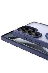 Galaxy S25 Ultra Uyumlu Kılıf Magsafe Şarj Özellikli Mat Arka Yüzey BSAY Sio Kapak-Mavi Mavi