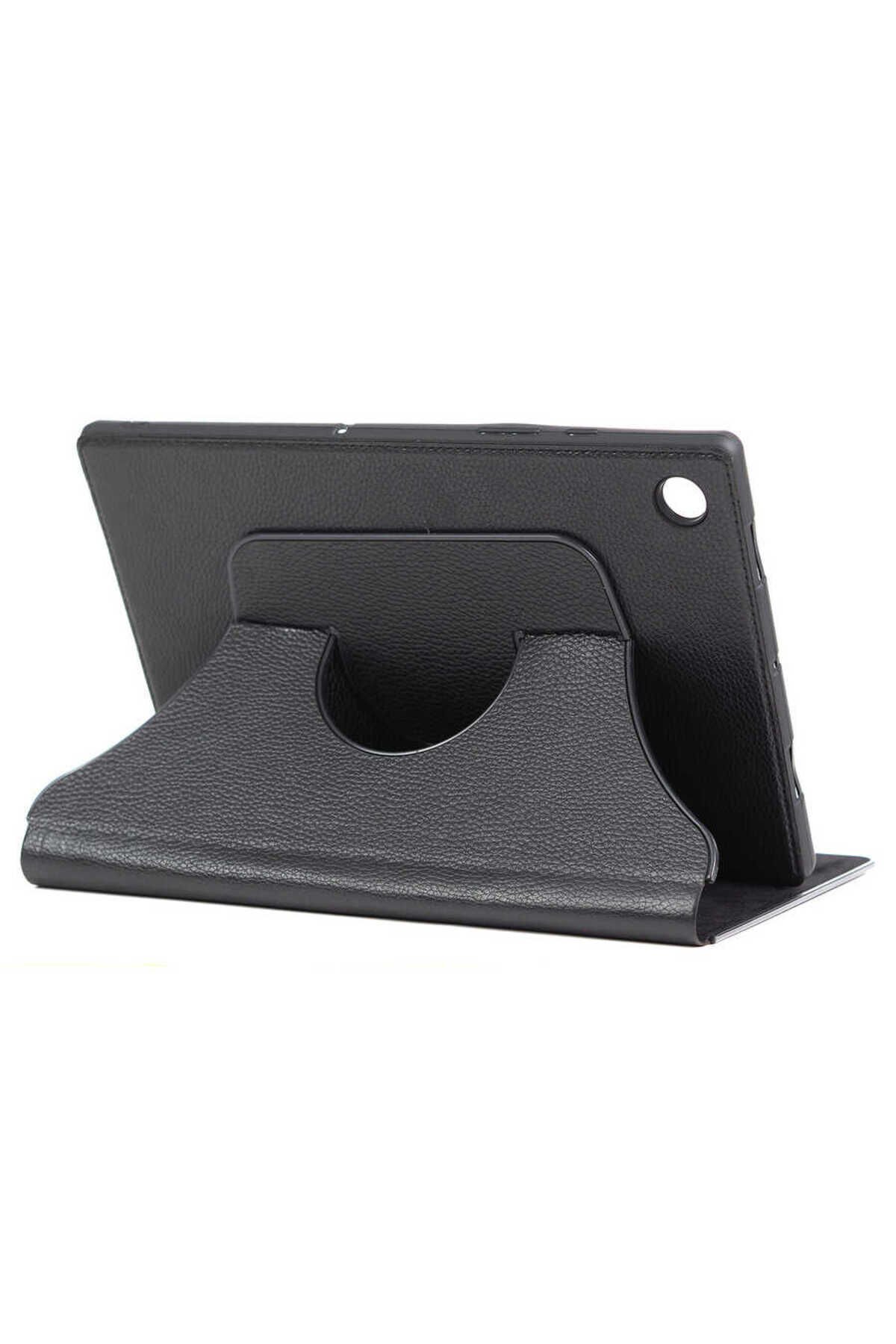 Lenovo Tab M8 Uyumlu BSAY Fest Dönebilen Standlı Kılıf-Siyah Siyah