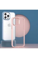 iPhone 14 Plus Uyumlu BSAY Krom Kılıf-Yeşil Pembe Açık