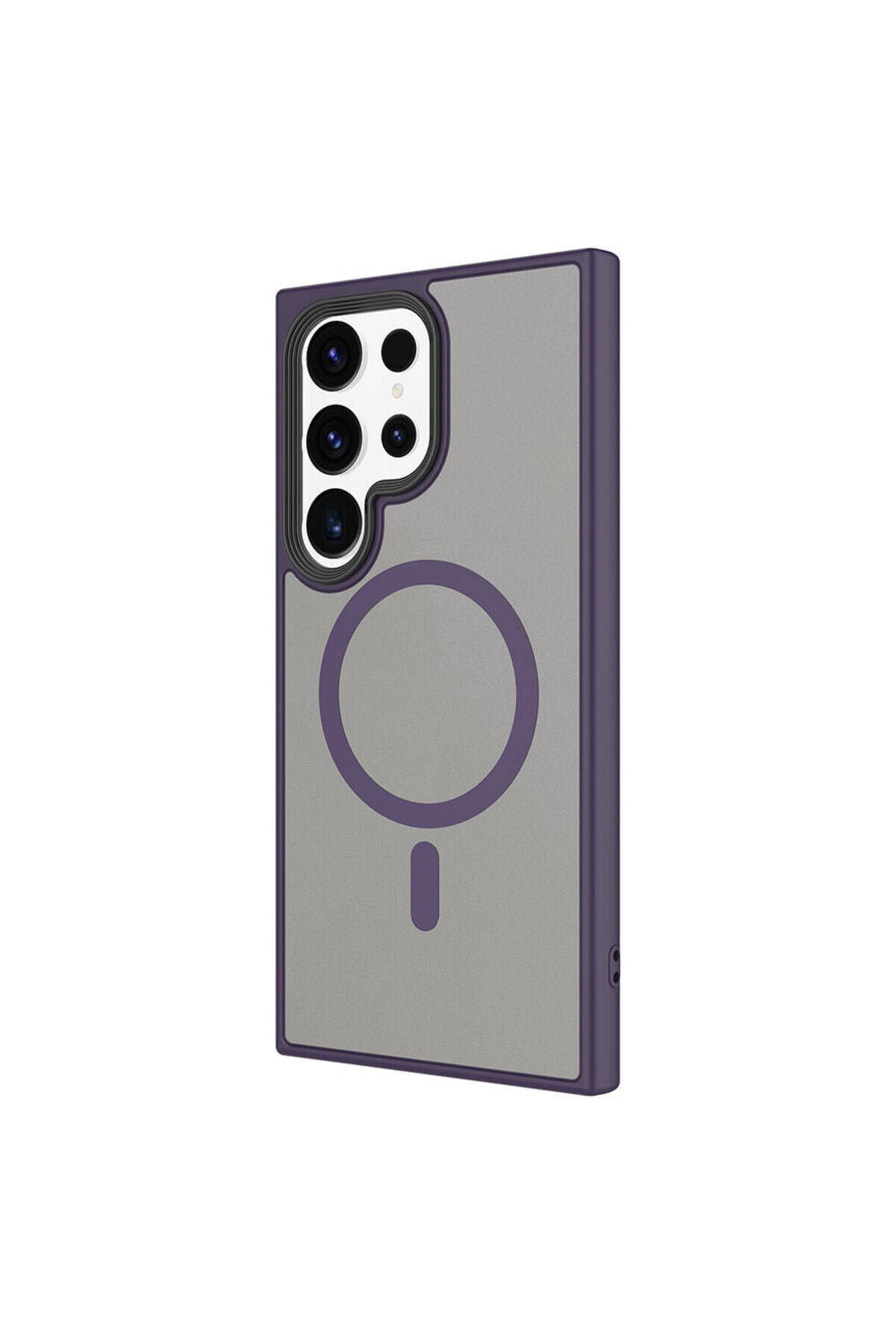 Galaxy S24 Ultra Uyumlu Sert PC Arka Yüzey Wireless Şarj Özellikli ZPRB Flet Magsafe Kılıf-G Gri