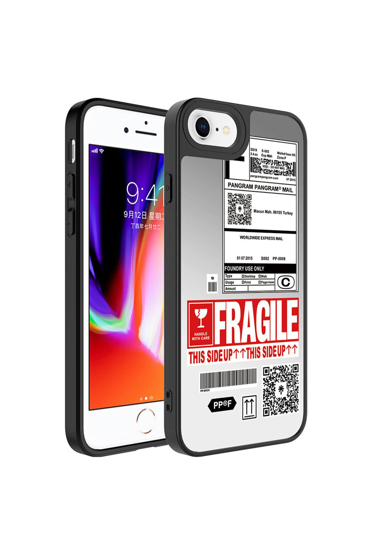 iPhone 8 Plus Kılıf Aynalı Desenli Kamera Korumalı Parlak BSAY Mirror Kapak - Dallar Fragile