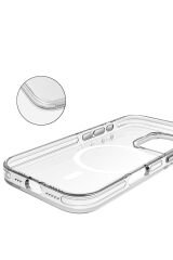 iPhone 16 Pro Kılıf Magsafe Şarj Özellikli Kamera Korumalı BSAY Kripto Kapak - Şeffaf