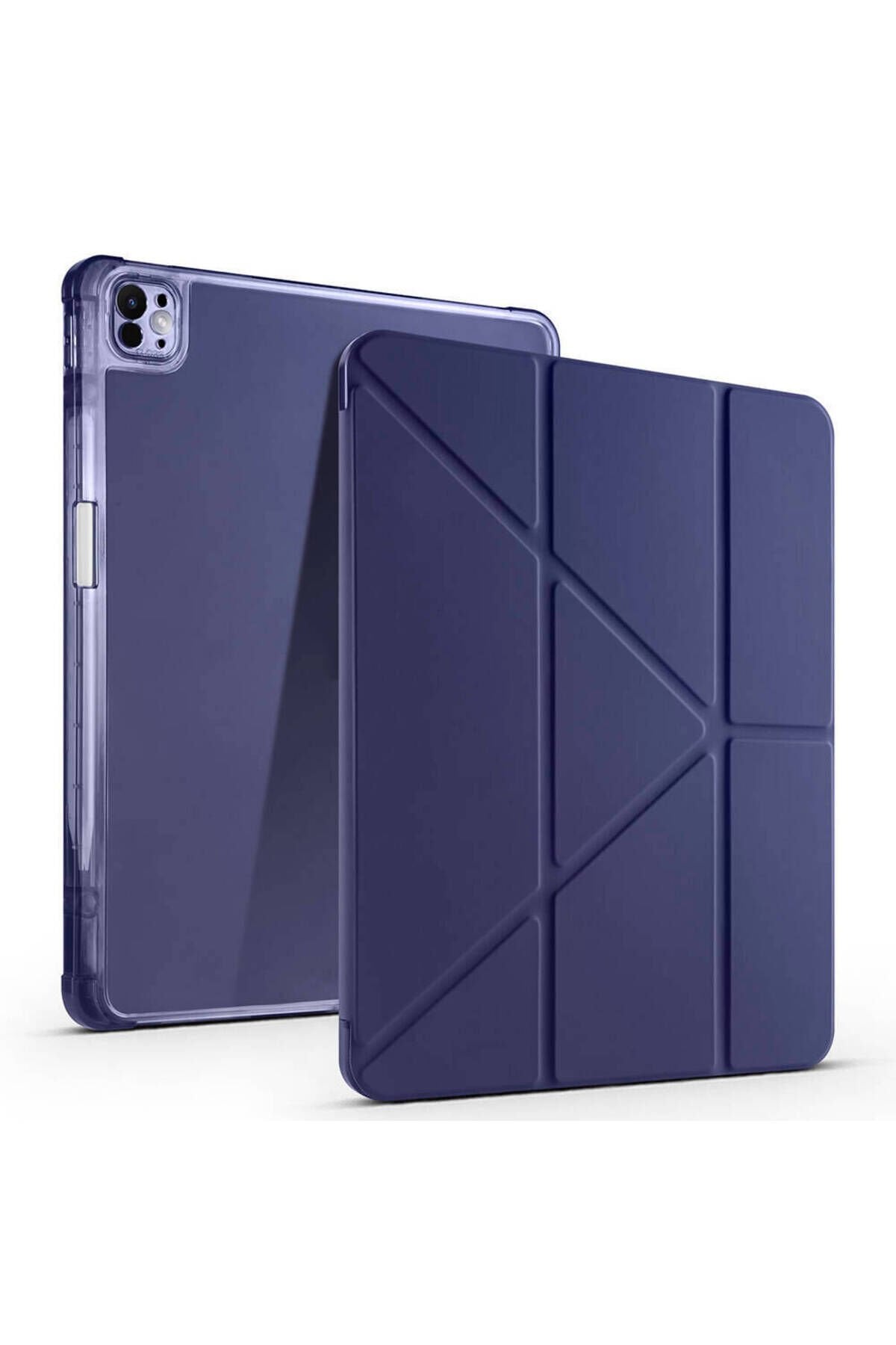 iPad Air 13 2025 M3 Kılıf BSAY Tri Folding Kalem Bölmeli Standlı Kılıf - Açık Yeşil Lacivert