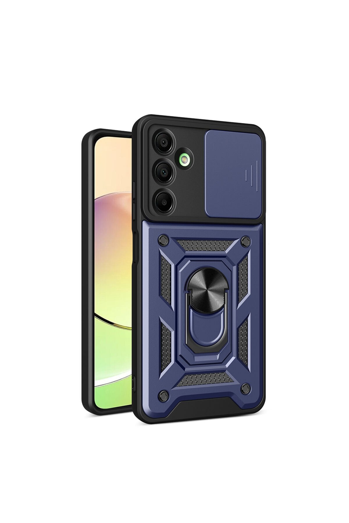 Galaxy A16 Uyumlu Magnetik Standlı Kamera Korumalı İKTK Sürgülü Vega Kapak-Mavi Mavi