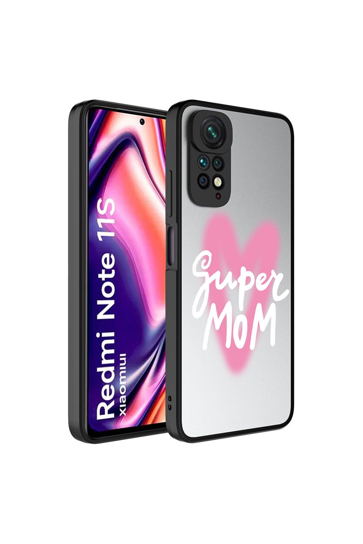 Redmi Note 11S Global Kılıf Aynalı Desenli Kamera Korumalı Parlak BSAY Mirror Kapak - Ayna Süper Anne