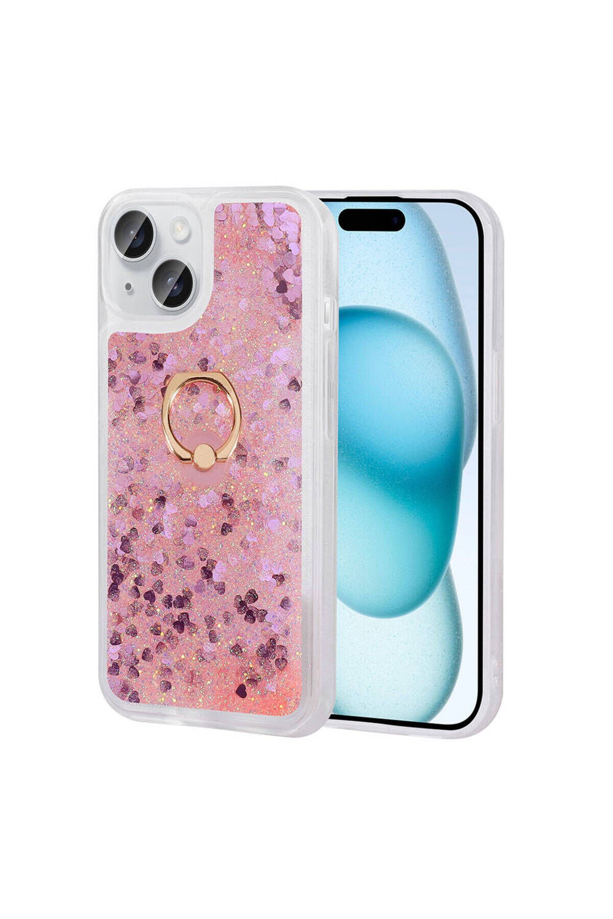 iPhone 15 Plus Uyumlu BSAY Milce Kılıf-Gold Pembe