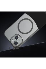 iPhone 15 Kılıf M-Safe Şarj Özellikli Mıknatıslı MSRA Duble Kapak - Lacivert Lacivert