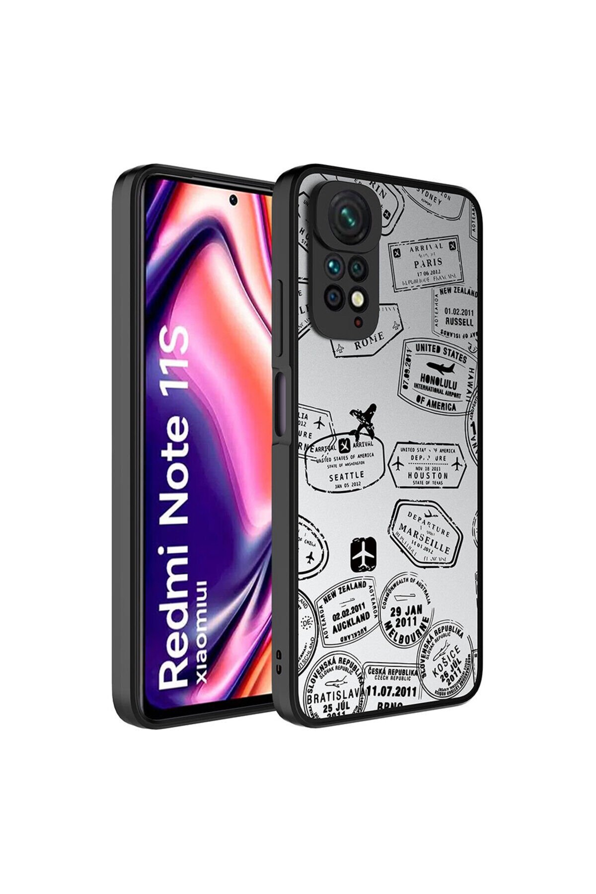 Redmi Note 11S Global Kılıf Aynalı Desenli Kamera Korumalı Parlak BSAY Mirror Kapak - Ayna Pati