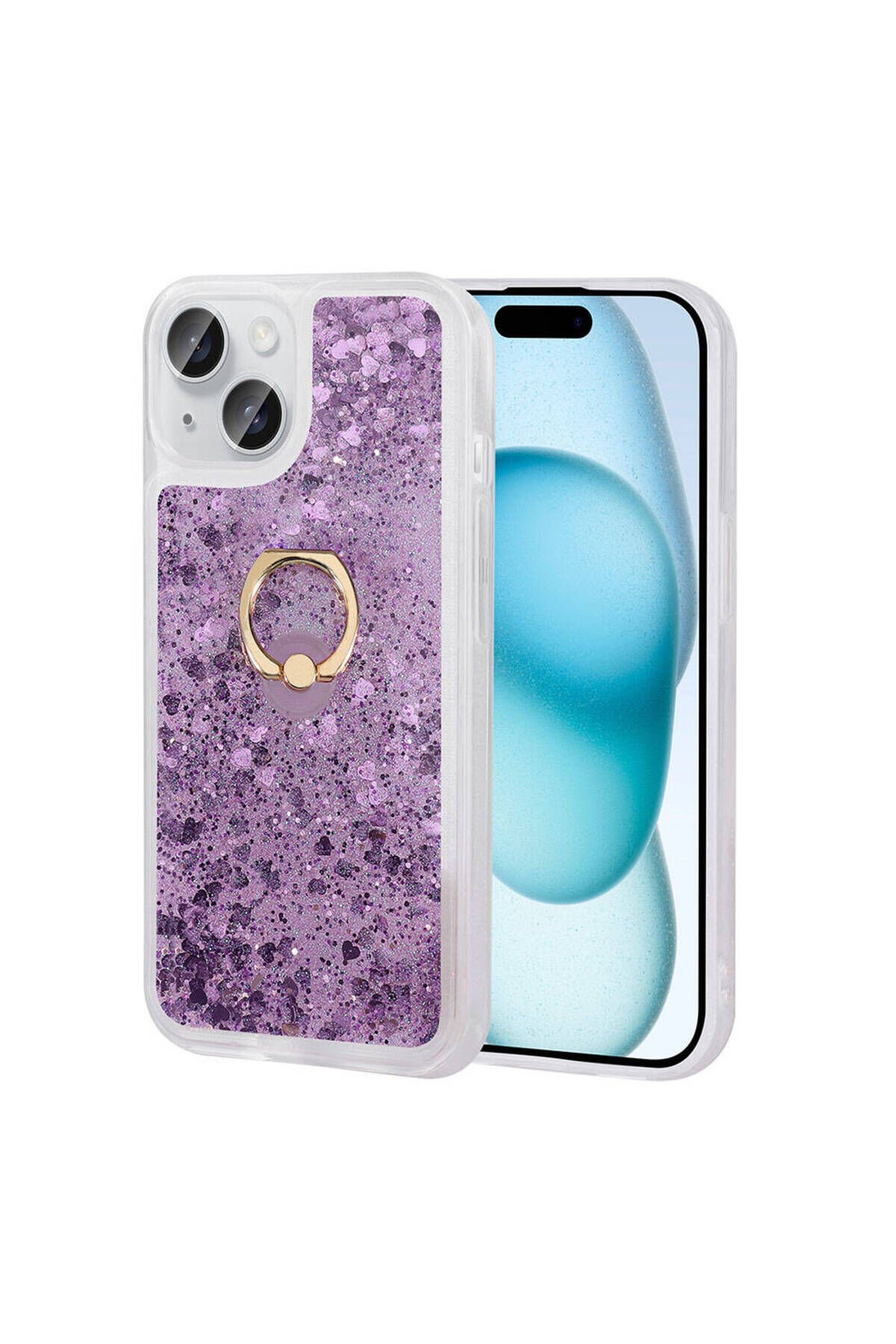 iPhone 15 Plus Uyumlu BSAY Milce Kılıf-Gold Mor