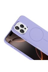 iPhone 16 Pro Max Kılıf M-Safe Şarj Özellikli Metal Kamera Çerçeveli BSAY Edi Silikon Kapak - Siyah