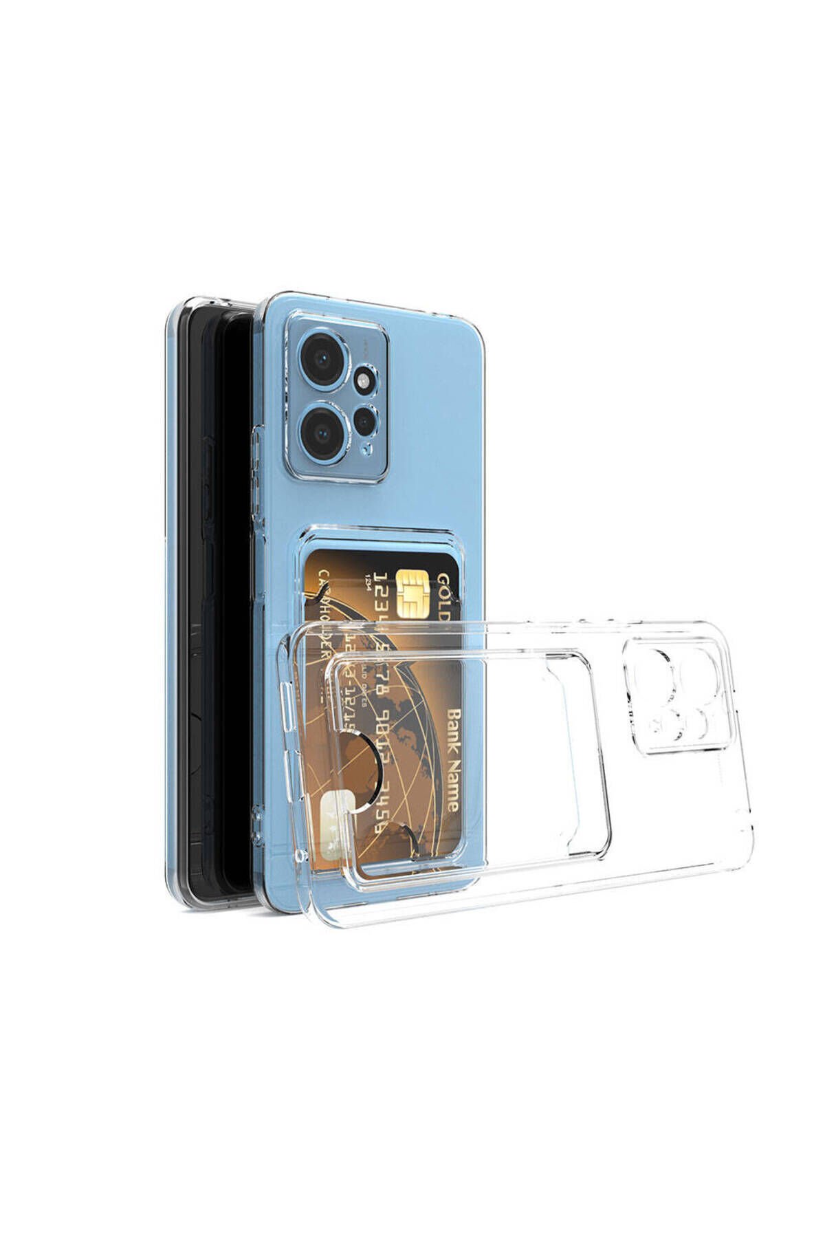 Redmi Note 12 5G Kılıf Kartlıklı Şeffaf BSAY Setra Clear Silikon Kapak - Renksiz Renksiz