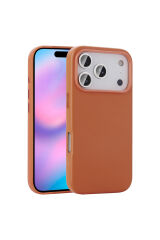 iPhone 17 Pro Kılıf M-safe Şarj Özellikli PU Deri Görünümlü ATA Kupra Kapak - Siyah