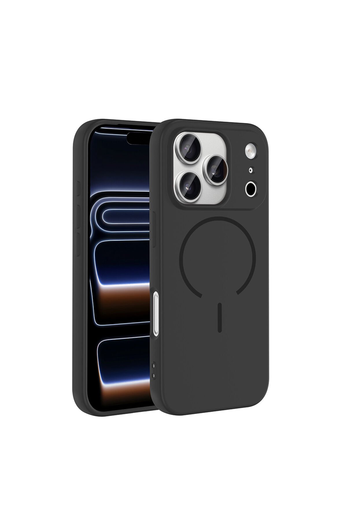 iPhone 17 Pro Max Kılıf M-safe Şarj Özellikli BSAY Meta Kapak - Turuncu Siyah