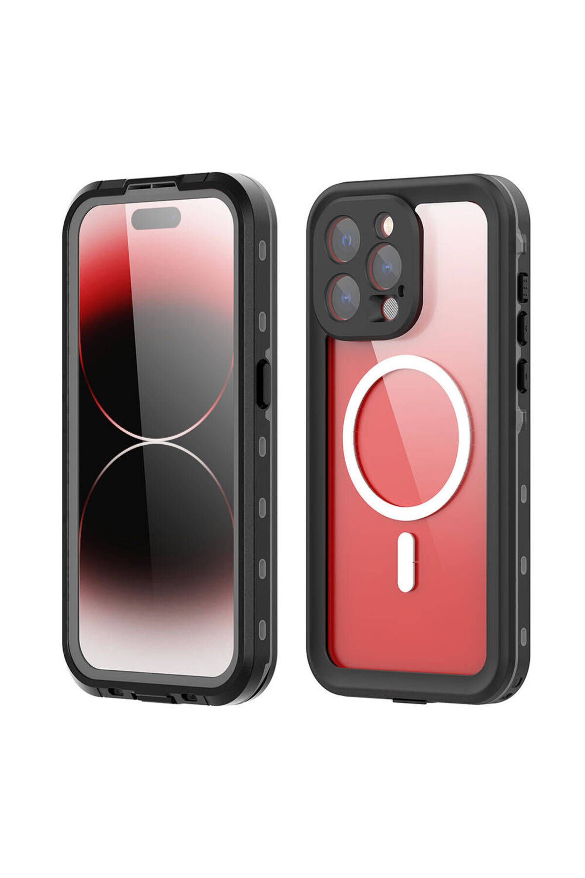 iPhone 15 Pro Max Uyumlu BSAY 1-1 Su Geçirmez Kılıf-Siyah Siyah