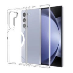 Galaxy Z Fold 6 Kılıf M-safe Şarj Özellikli Şeffaf Sert PC Zore Embos Kılıf