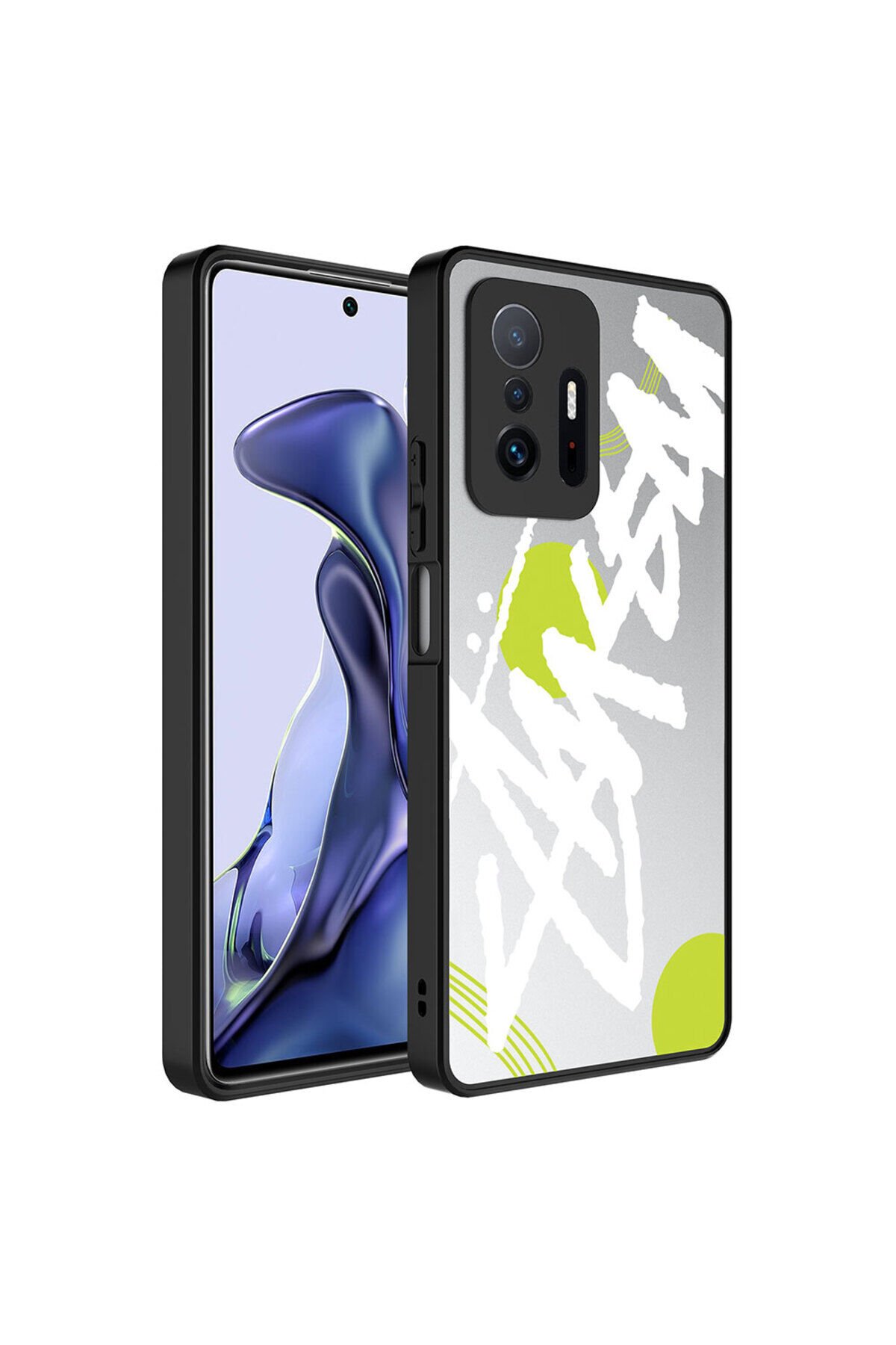 Mi 11T Pro 5G Kılıf Aynalı Desenli Kamera Korumalı Parlak BSAY Mirror Kapak - Yazı Yazı