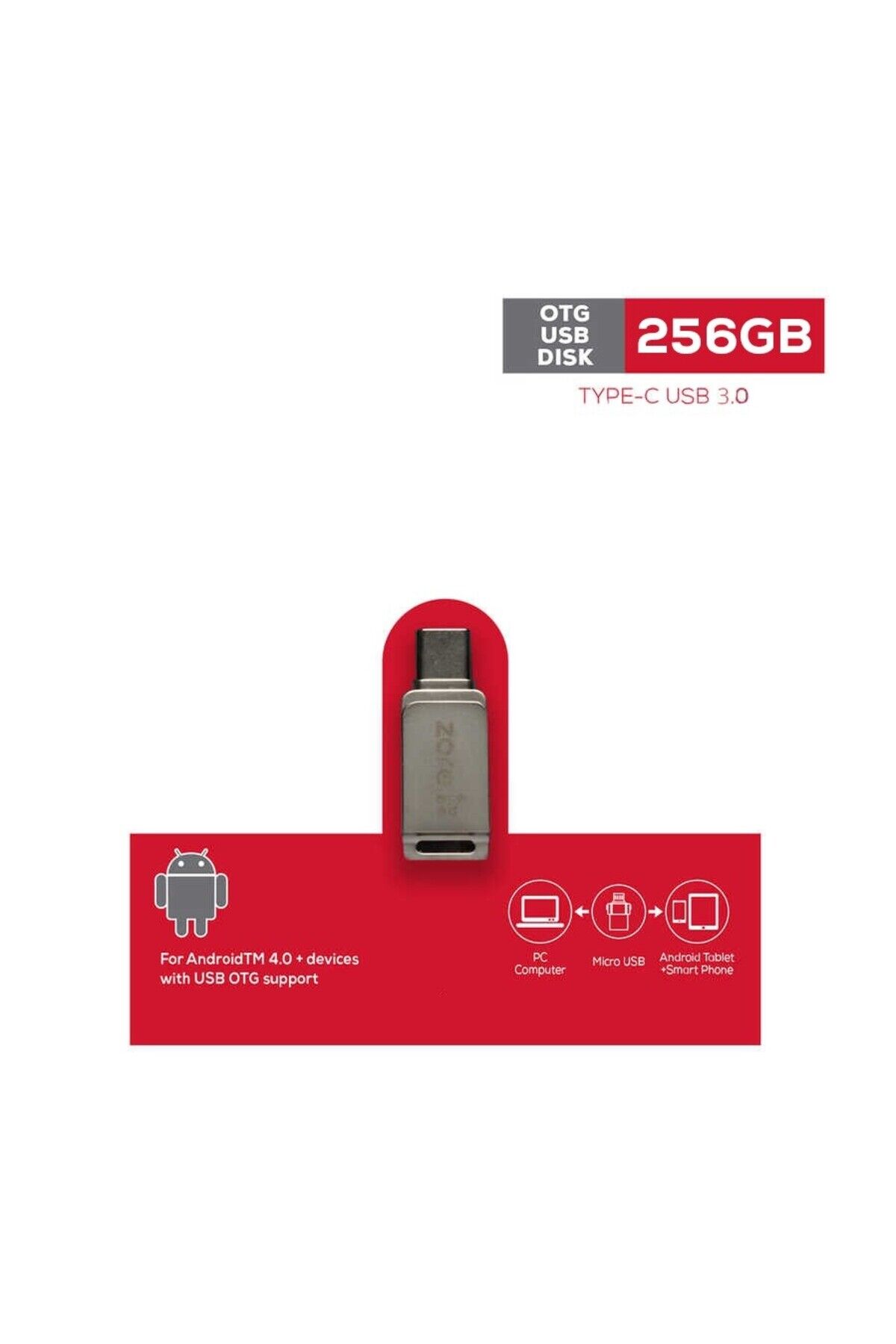 3.0 Type-C Metal OTG 256 GB Gümüş