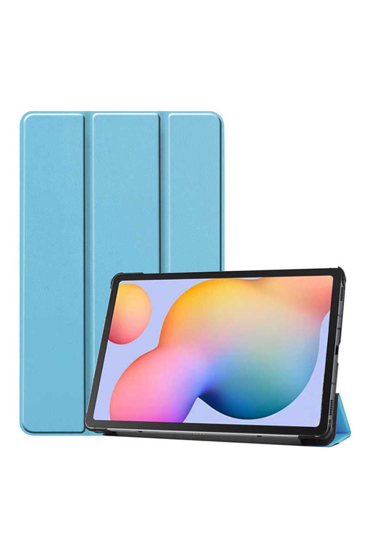 Galaxy Tab A7 10.4 T500 (2020) Uyumlu Smart Cover Standlı 1-1 Kılıf-Mavi