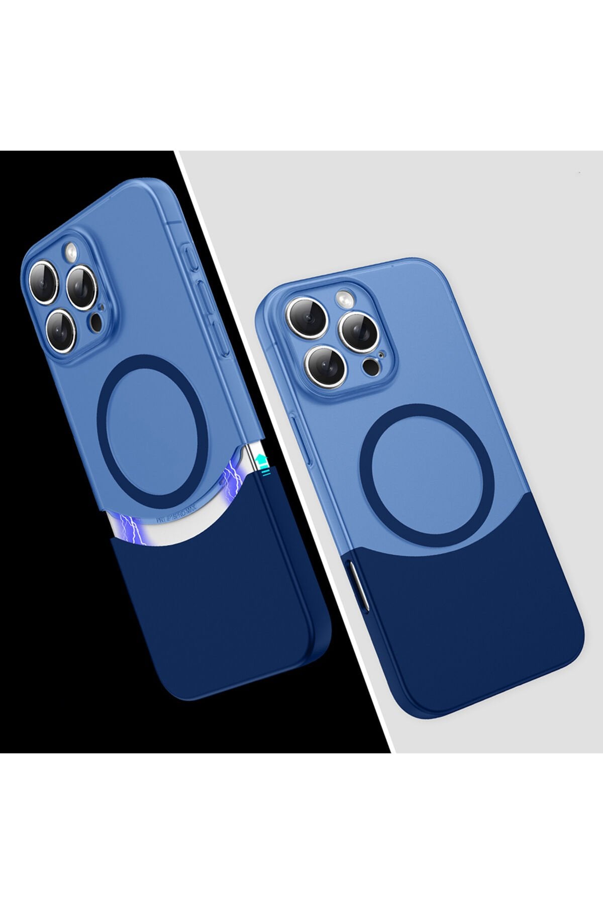 iPhone 16 Pro Kılıf M-Safe Şarj Özellikli Mıknatıslı MSRA Duble Kapak - Siyah Siyah