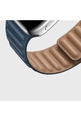 Watch 44mm Uyumlu KRD-34 Deri BSAY Kordon-Koyu Yeşil Siyah