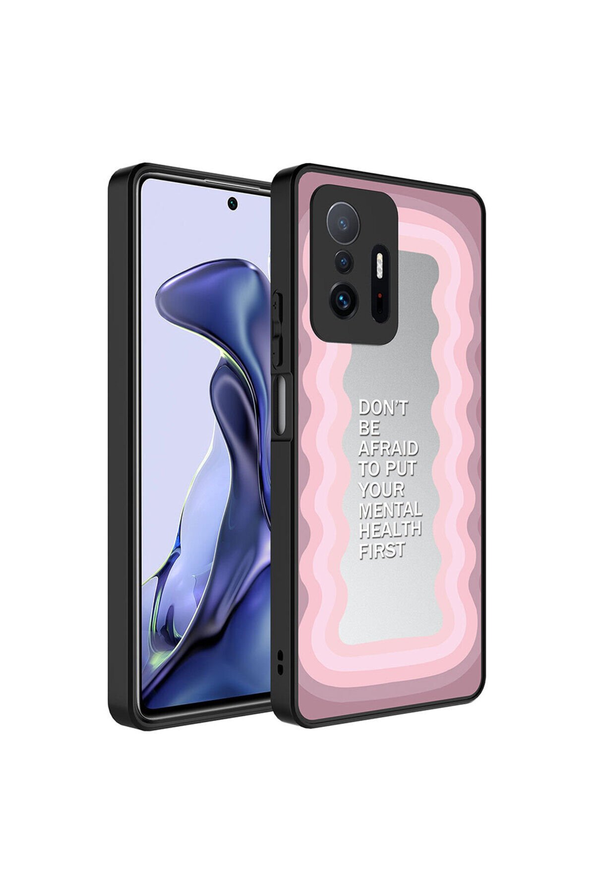 Mi 11T Pro 5G Kılıf Aynalı Desenli Kamera Korumalı Parlak ZPRB Mirror Kapak - Kalp Ayna