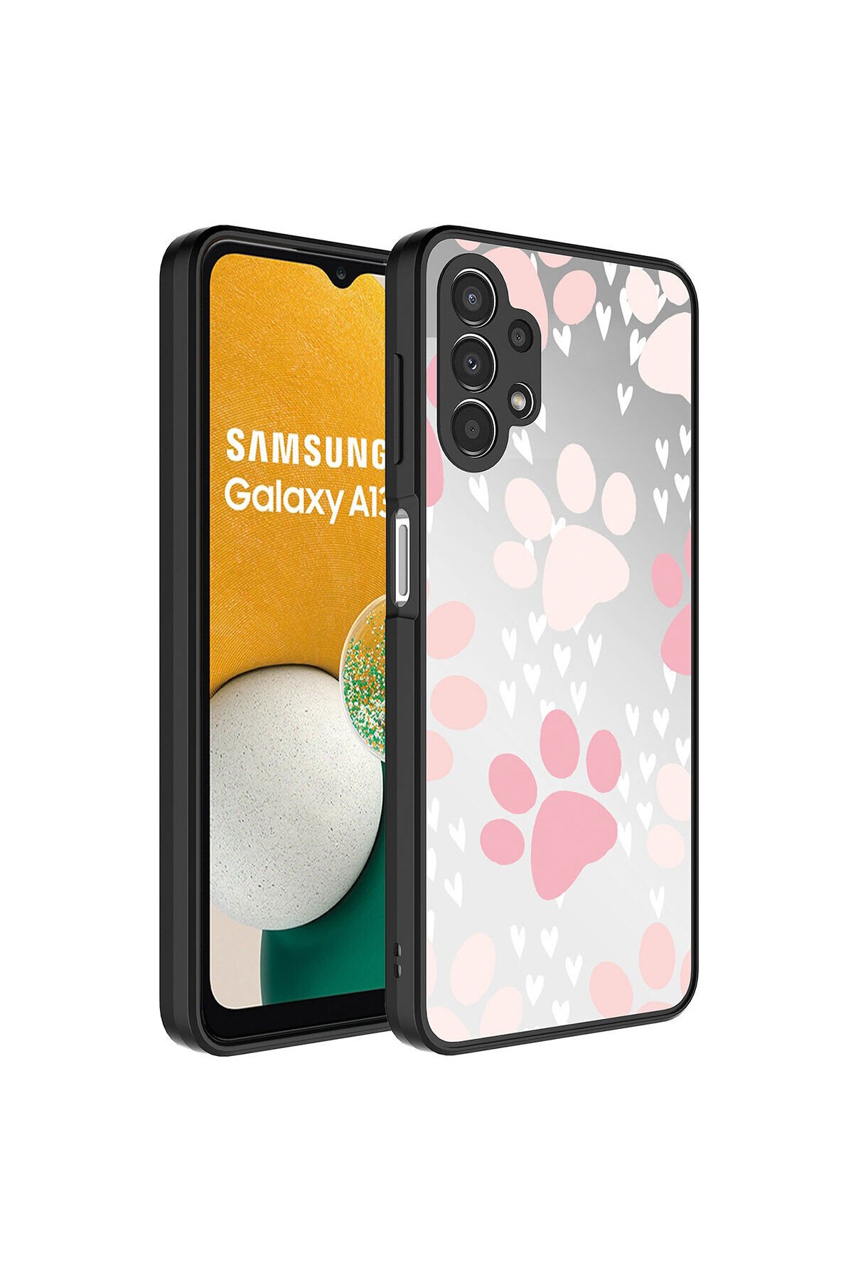 Galaxy A13 4G Kılıf Aynalı Desenli Kamera Korumalı Parlak BSAY Mirror Kapak - Pati Pati