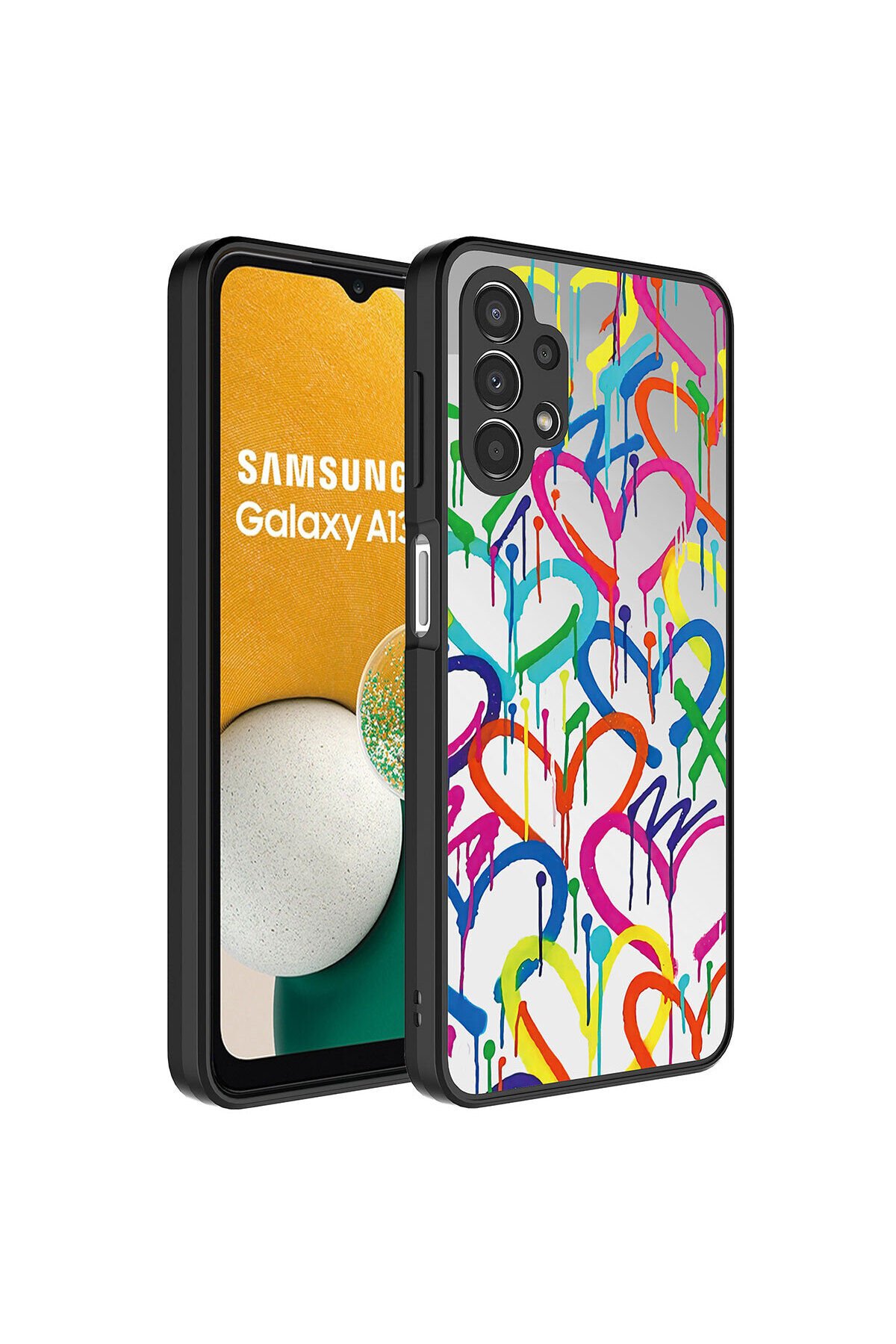 Galaxy A13 4G Kılıf Aynalı Desenli Kamera Korumalı Parlak BSAY Mirror Kapak - Pati Pati
