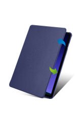 Galaxy Tab S9 Kılıf Uyumlu Termik Kalem Bölmeli Dönebilen Standlı Kılıf-Mavi