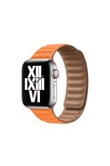 Watch 42mm Uyumlu KRD-34 Deri BSAY Kordon-Sarı Beyaz