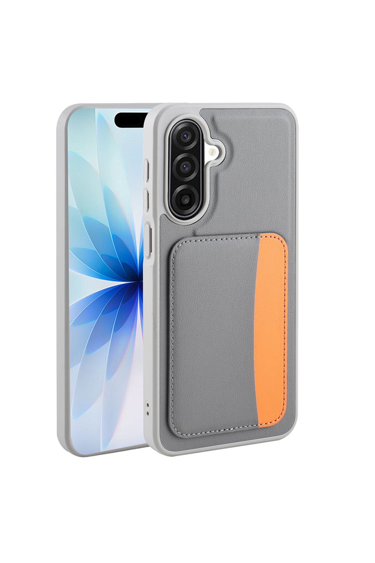 Galaxy A17 Kılıf Kartlıklı BSAY X-Kart Silikon Kapak - Siyah Gri