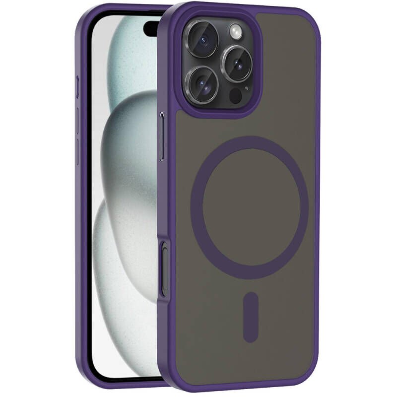 iPhone 16 Pro Max Kılıf M-safe Şarj Özellikli Mat Arka Yüzey Zore Sio Kılıf Mor