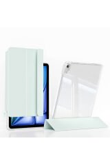 iPad Air 13 2024 Kılıf Magnetik Ayrılabilen Airbagli Uyumlu BSAY Sliding Tablet Kılıfı-Açık Yeşil