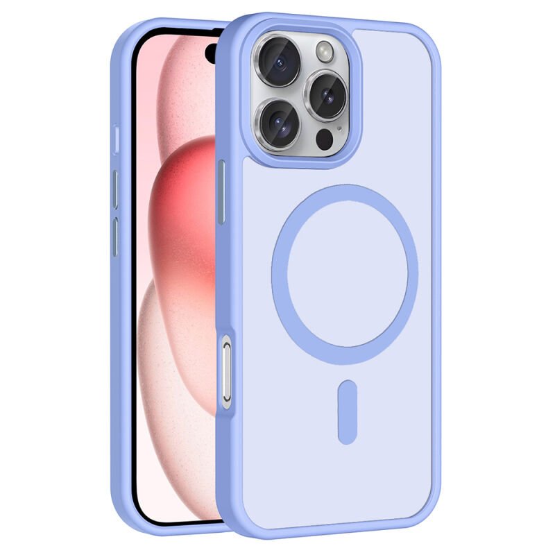 iPhone 16 Pro Max Kılıf M-safe Şarj Özellikli Mat Arka Yüzey Zore Sio Kılıf Lila