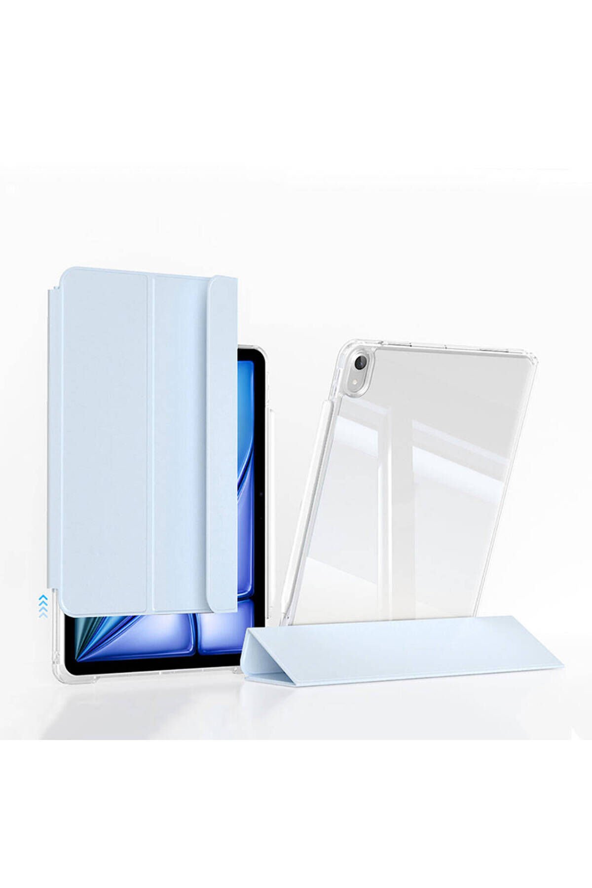 iPad Air 13 2024 Kılıf Magnetik Ayrılabilen Airbagli Uyumlu BSAY Sliding Tablet Kılıfı-Mavi Açık