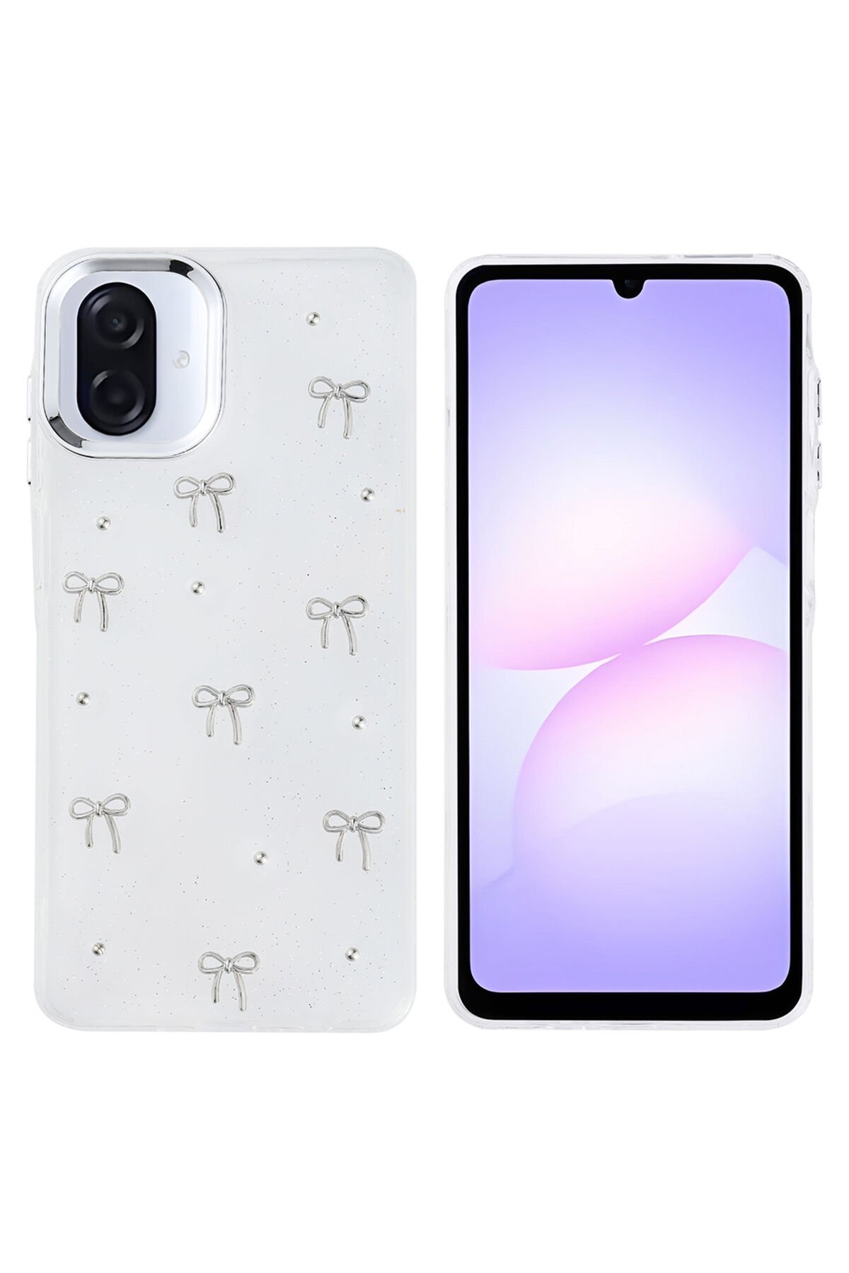 Galaxy A07 Kılıf Airbag Tasarımlı Simli Şeffaf BSAY Kutup Kapak - Fiyonk