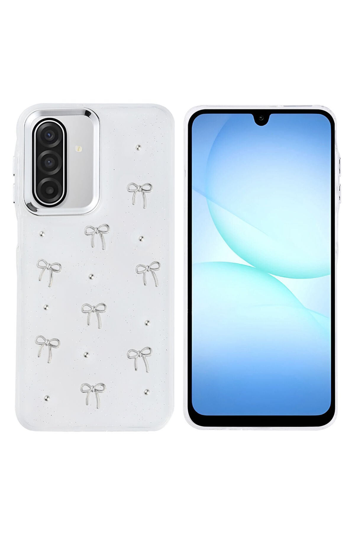 Galaxy A17 Kılıf Airbag Tasarımlı Simli Şeffaf BSAY Kutup Kapak - Kiraz