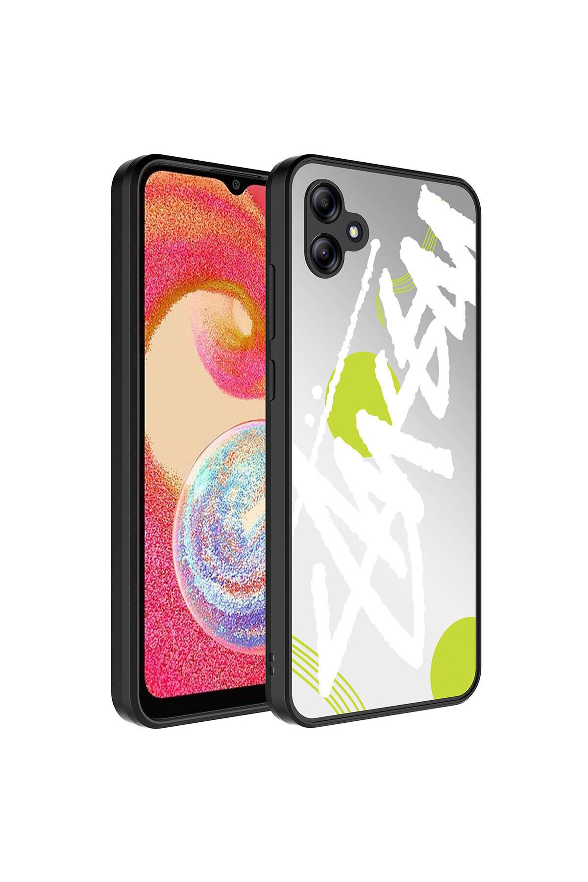 Galaxy A04E Kılıf Aynalı Desenli Kamera Korumalı Parlak BSAY Mirror Kapak - Kalp Yazı
