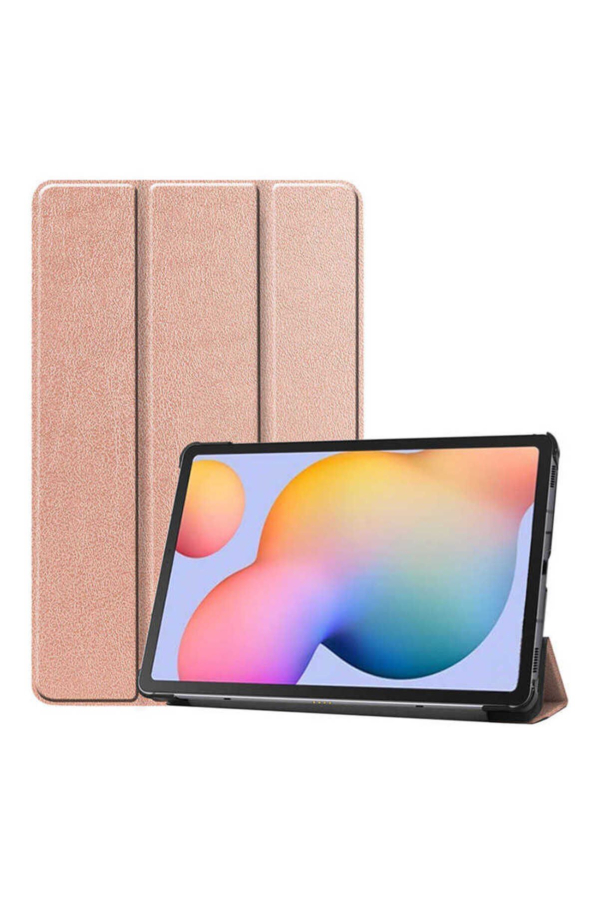Lenovo Tab P11 Pro 11.2'' 2.Nesil Uyumlu BSAY Smart Cover Standlı 1-1 Kılıf-Rose Gold Rose Gold