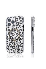 iPhone 14 Pro Max Uyumlu Kılıf Magsafe Şarj Özellikli BSAY Jago Kapak-Siyah Siyah-Beyaz