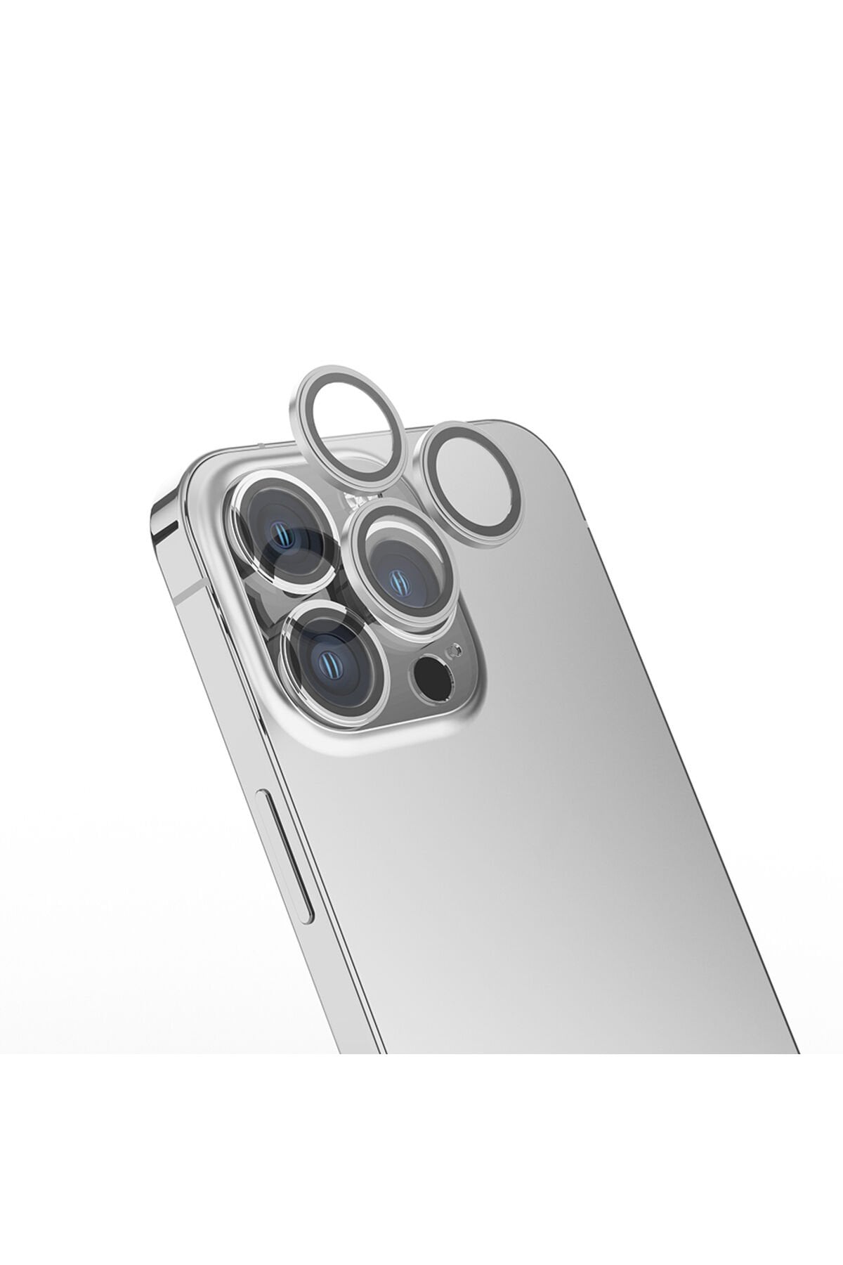 iPhone 16 Pro Max VRDR Mikro Kamera Lens Koruyucu - Gümüş Gümüş