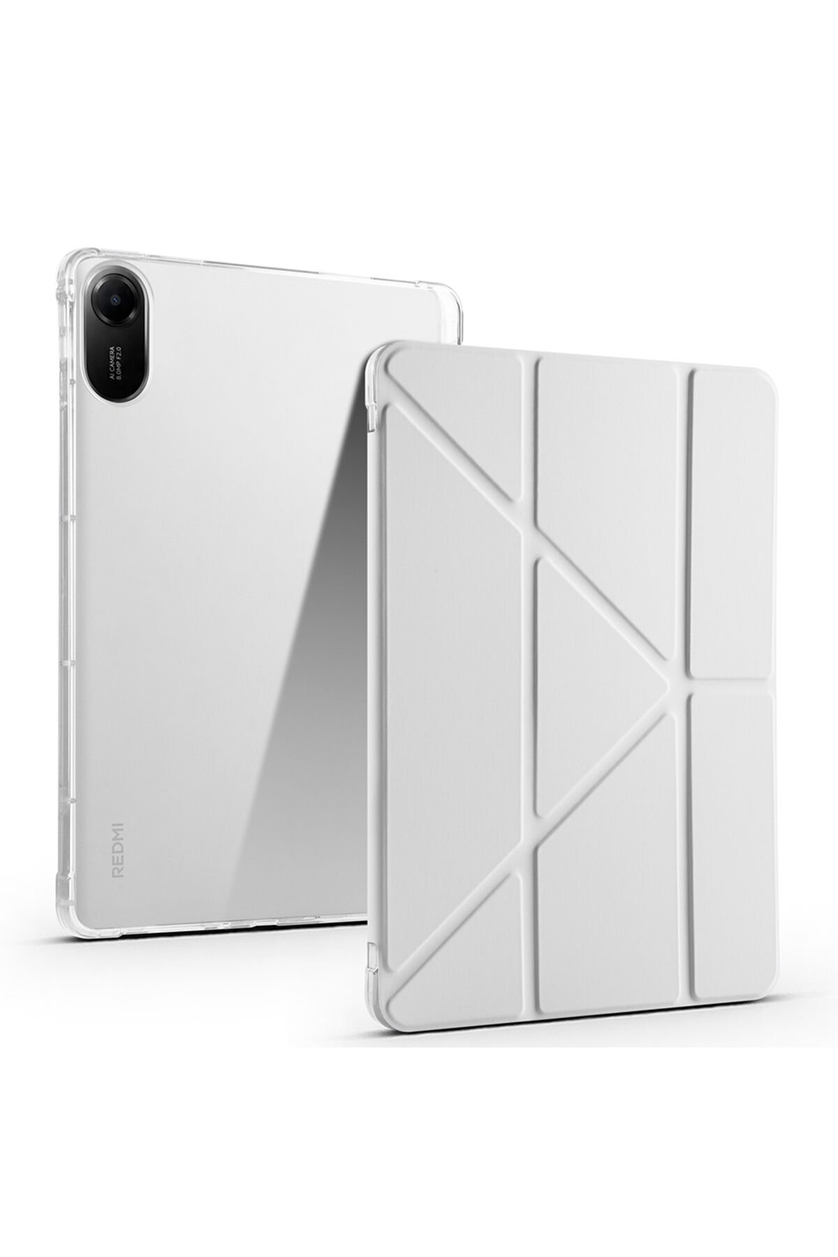 Redmi Pad 2 Kılıf BSAY Tri Folding Kalem Bölmeli Standlı Kılıf - Gri Gri