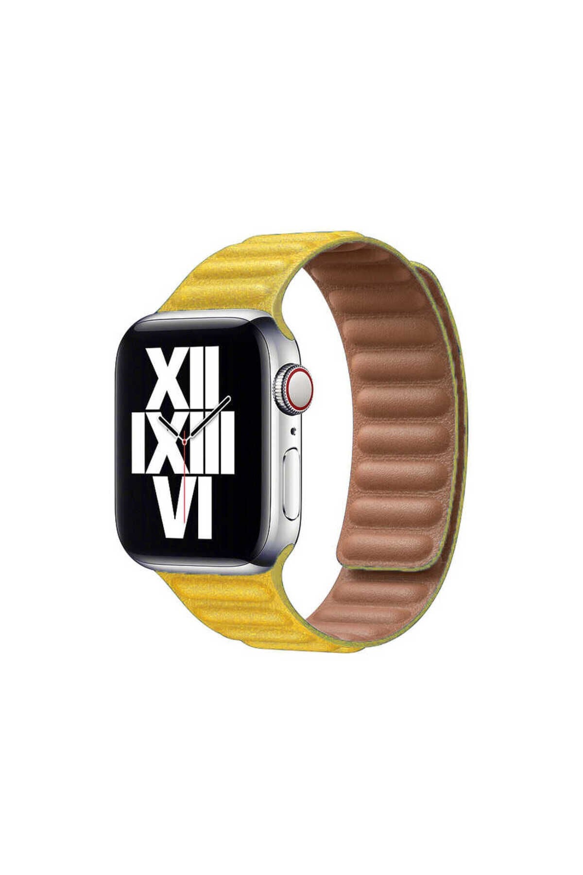 Watch 40mm Uyumlu KRD-34 Deri BSAY Kordon-Turuncu Sarı