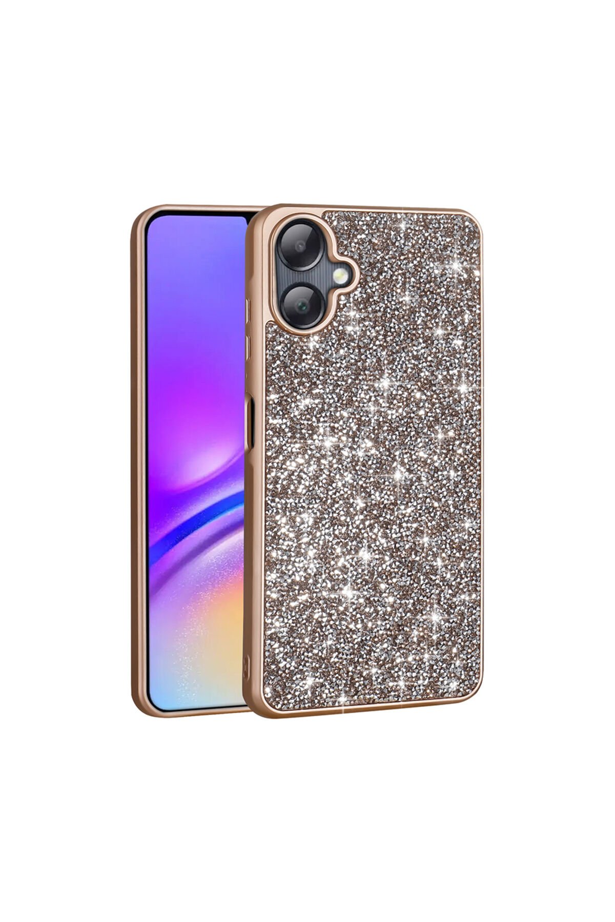 Galaxy A06 Kılıf Parlak Taşlı Tasarım EFR Pırlanta Kapak - Gold Gold