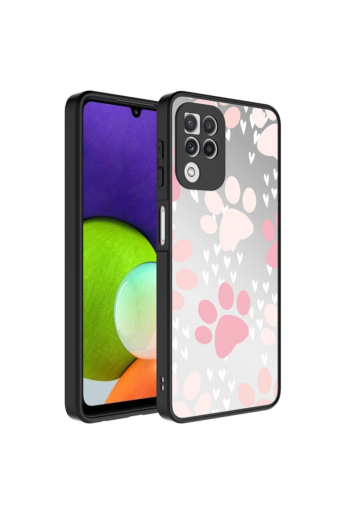 Galaxy A22 4G Kılıf Aynalı Desenli Kamera Korumalı Parlak BSAY Mirror Kapak - Seyahat Pati
