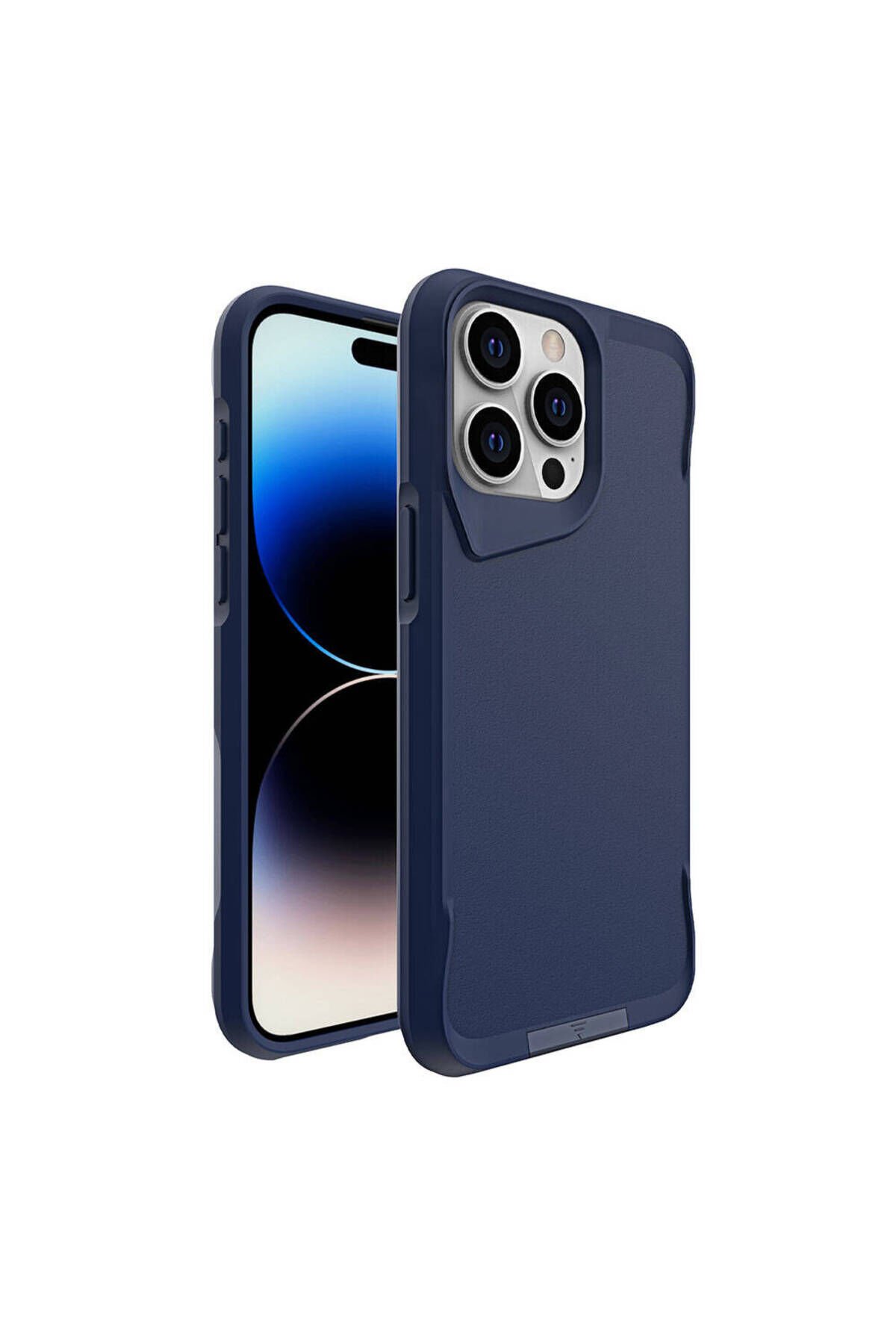 iPhone 15 Pro Uyumlu BSAY AiHTTg Kenarlı T-Max Mat Standlı Kılıf-Siyah Lacivert