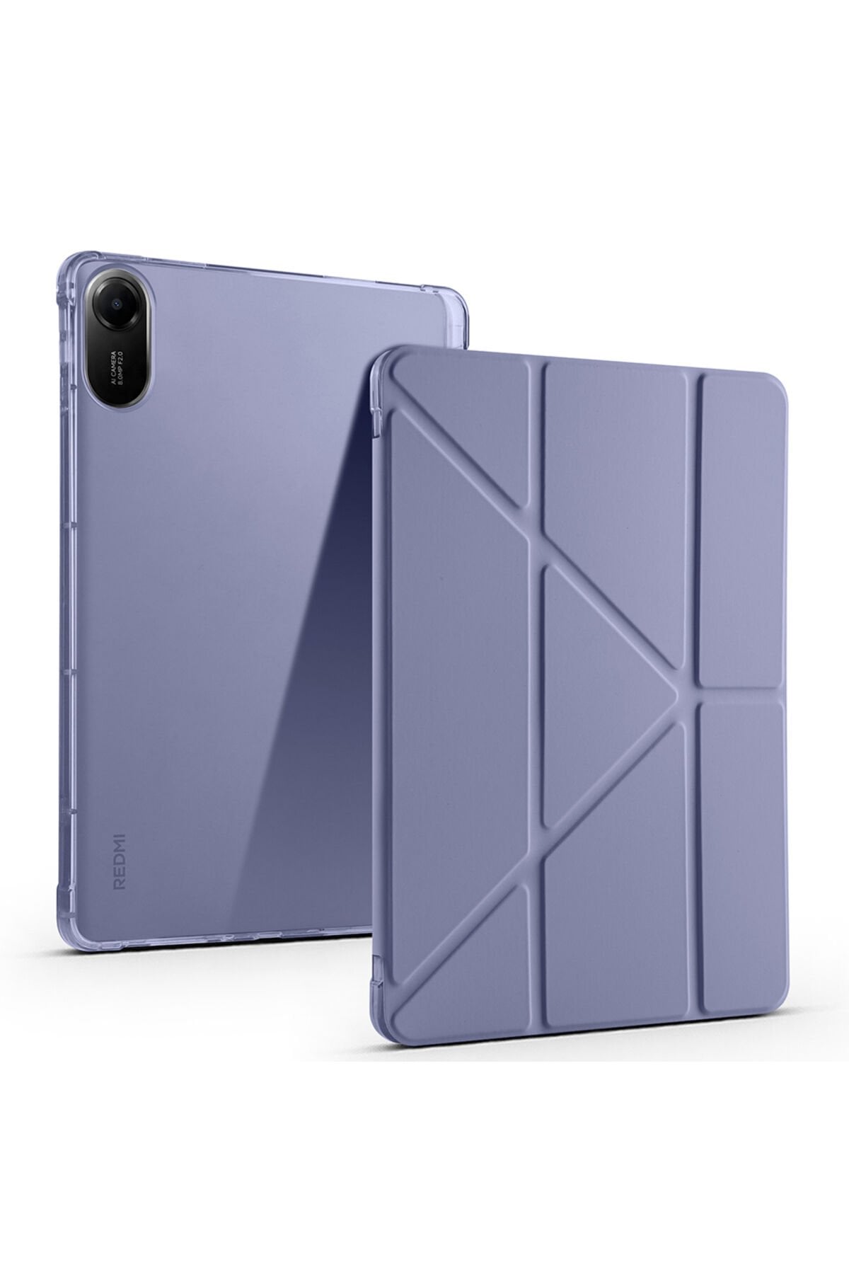 Redmi Pad 2 Kılıf BSAY Tri Folding Kalem Bölmeli Standlı Kılıf - Gri Mor