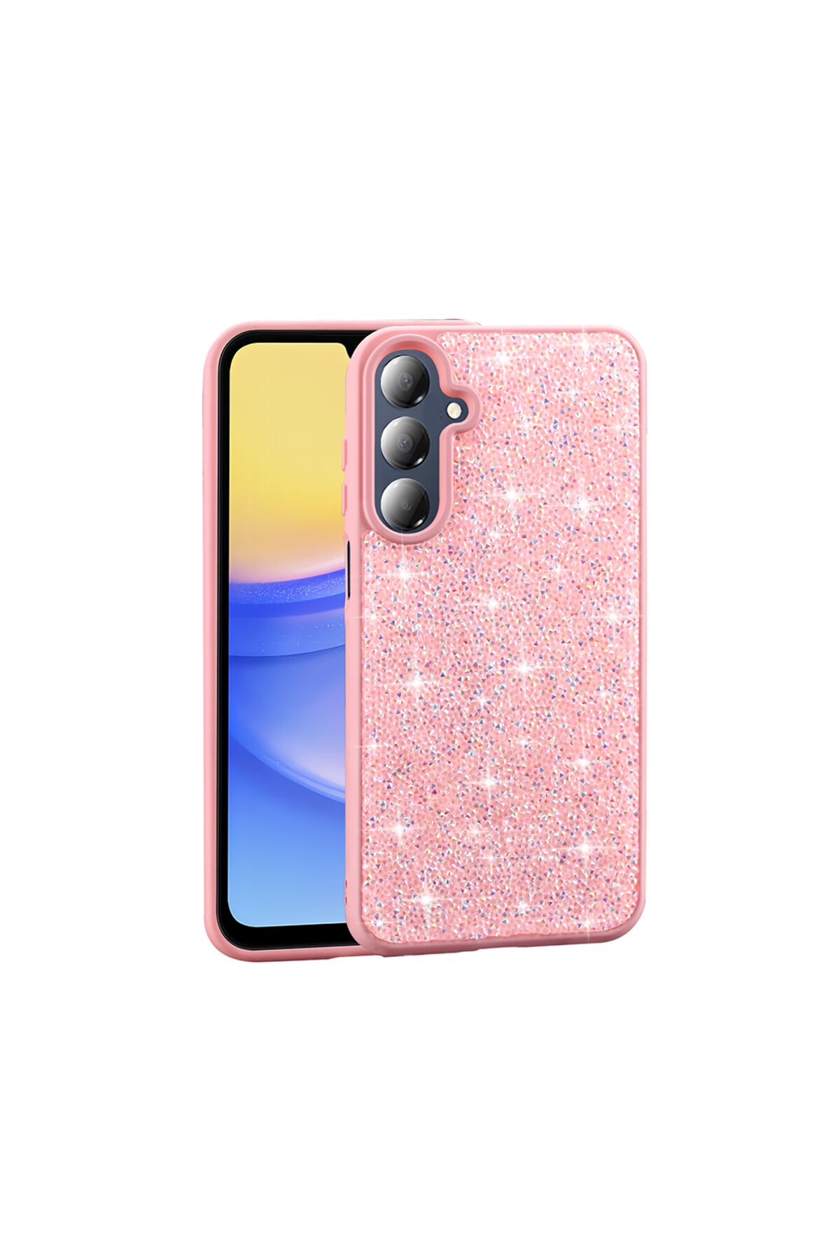 Galaxy A16 Kılıf Parlak Taşlı Tasarım BSAY Pırlanta Kapak - Pembe Pembe