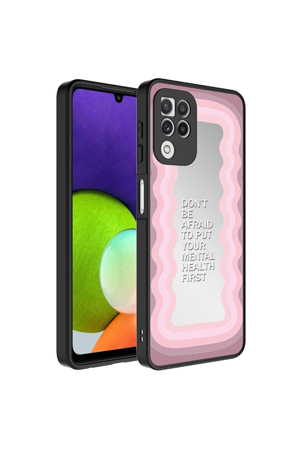 Galaxy A22 4G Kılıf Aynalı Desenli Kamera Korumalı Parlak GZST Mirror Kapak - Ayna Ayna