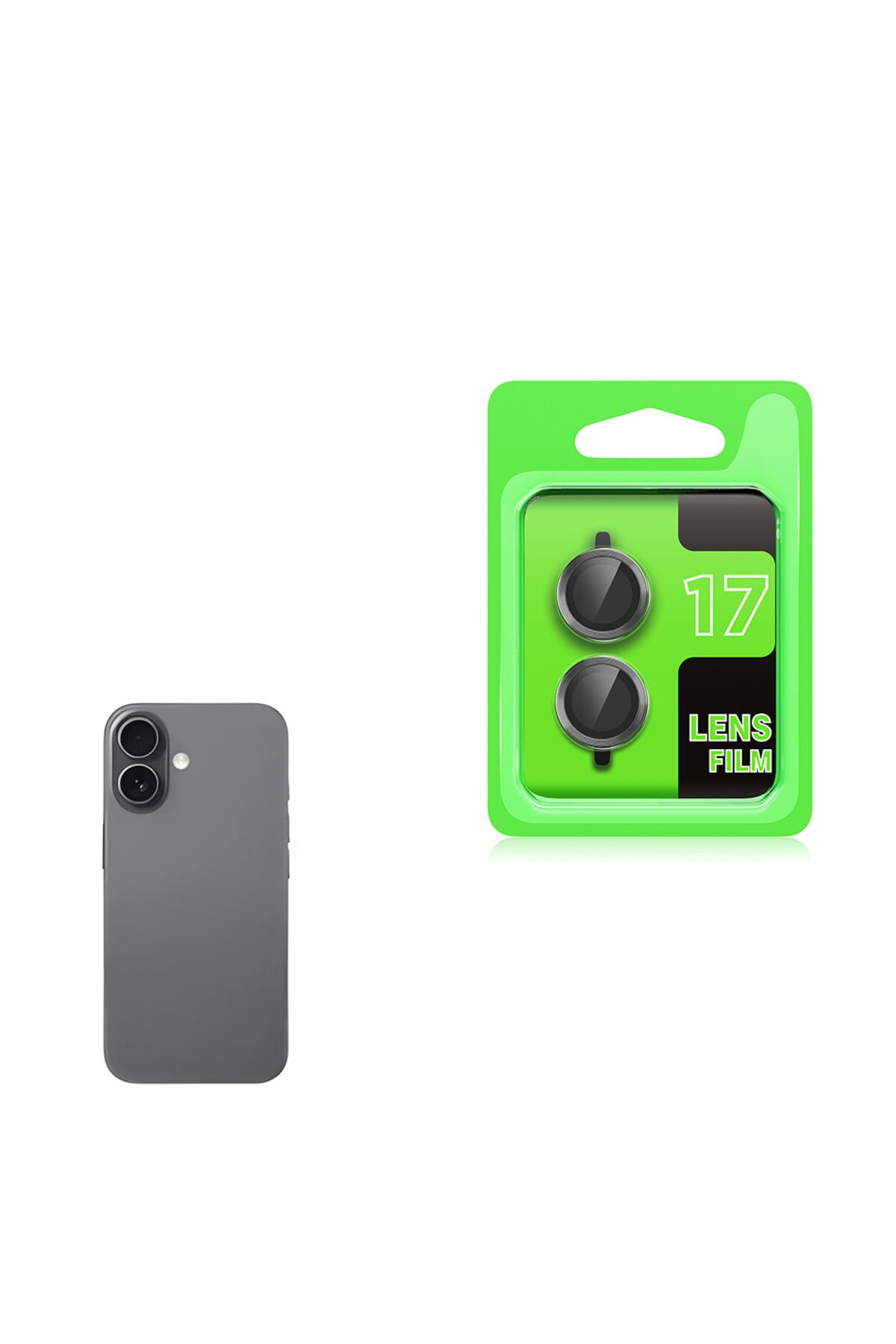 iPhone 17 CL-07 Kamera Lens Koruyucu - Açık Yeşil Gri
