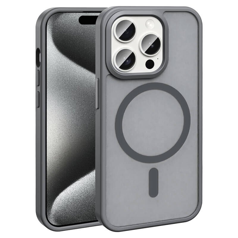 iPhone 15 Pro Max Kılıf M-safe Şarj Özellikli Mat Arka Yüzey Zore Sio Kılıf